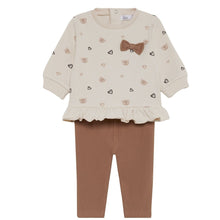 Load image into Gallery viewer, PRE ORDER Street Monkey Baby Girls Beige Bow Teddy Bear Legging Set