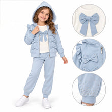 Load image into Gallery viewer, Giorgio Bambini Older Girls Blue Bow 3 Piece Lounge Set