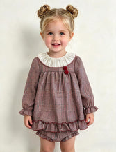 Load image into Gallery viewer, Baby Ferr Baby Girls BurgundyTraditional Pom Pom Dress