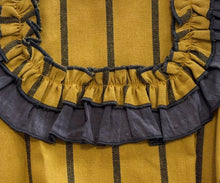 Load image into Gallery viewer, Ceyber Girls Mustard &amp; Navy Stripe Bib Style Romper