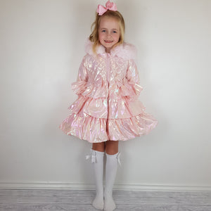 Wee Me Pink Iridescent Long Padded Coat