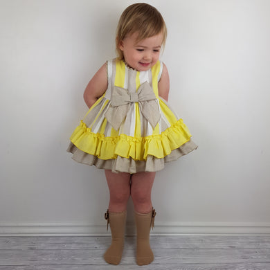 Ceyber Baby Girls Yellow and Tan Dress