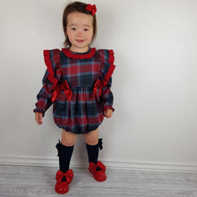 Load image into Gallery viewer, Wee Me Baby Girls Red and Navy Tartan Romper