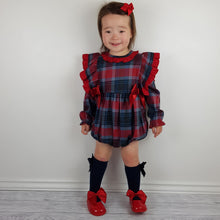 Load image into Gallery viewer, Wee Me Baby Girls Red and Navy Tartan Romper
