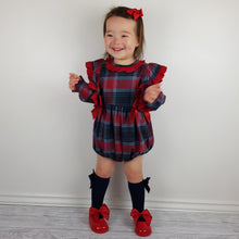 Load image into Gallery viewer, Wee Me Baby Girls Red and Black Tartan Romper