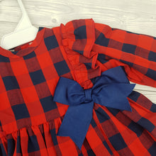 Load image into Gallery viewer, Baby Ferr Baby Girls Red and Navy Dress 6M-36M