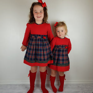 Baby Ferr Baby Girls Red and Navy Tartan Dress 3M-36M