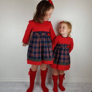Baby Ferr Baby Girls Red and Navy Tartan Dress 3M-36M