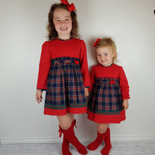 Load image into Gallery viewer, Baby Ferr Baby Girls Red and Navy Tartan Dress 3M-36M