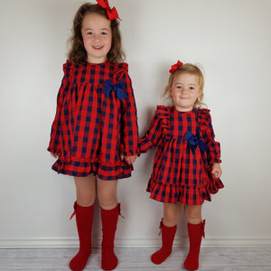 Baby Ferr Older Girls Red and Navy Dress 2Y-8Y