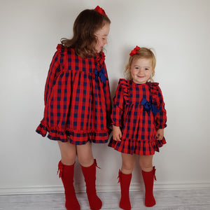 Baby Ferr Older Girls Red and Navy Dress 2Y-8Y
