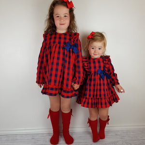 Baby Ferr Baby Girls Red and Navy Dress 6M-36M