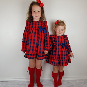 Baby Ferr Baby Girls Red and Navy Dress 6M-36M