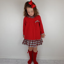 Load image into Gallery viewer, Baby Ferr Older Girls Red Check Trim Dress 2Y-8Y