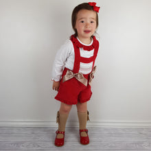 Load image into Gallery viewer, Wee Me Tan Bow And Red Romper