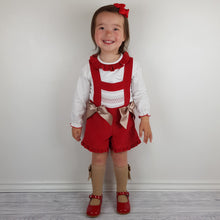 Load image into Gallery viewer, Wee Me Tan Bow And Red Romper