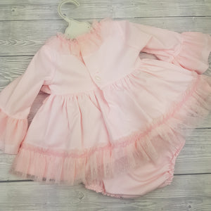 Ceyber Baby Girls Pink Tulle Trim Dress 3M-36M