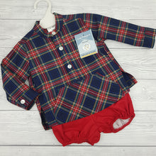 Load image into Gallery viewer, Ceyber Baby Boys Navy and Red Tartan 3M-36M