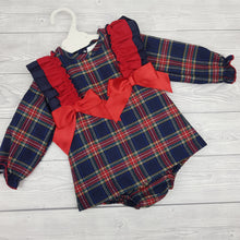 Load image into Gallery viewer, Ceyber Baby Girls Navy and Red Tartan Dress 3M-36M