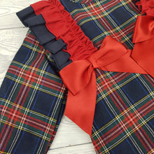 Load image into Gallery viewer, Ceyber Baby Girls Navy and Red Tartan Dress 3M-36M