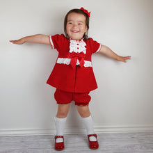 Load image into Gallery viewer, Wee Me Baby Girls Red and White Velour Set