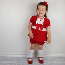 Load image into Gallery viewer, Wee Me Baby Girls Red and White Velour Set