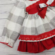 Load image into Gallery viewer, Ceyber Baby Girls Red and Grey Check Dress 3M-36M