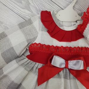 Ceyber Baby Girls Red and Grey Check Dress 3M-36M
