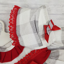 Load image into Gallery viewer, Ceyber Baby Girls Red and Grey Check Dress 3M-36M