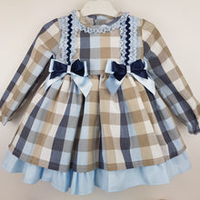 Load image into Gallery viewer, Ceyber Older Girls Blue and Tan Dress 2Y-8Y