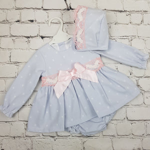 Baby Girls Blue and Pink Dress 3M-36M