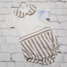 Load image into Gallery viewer, Ceyber Baby Boys Tan Stripe Jam Set 3M-36M