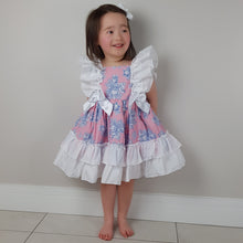Load image into Gallery viewer, Ceyber Blue and Candy Pink Floral Dress 3Y-8Y