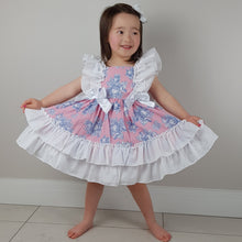 Load image into Gallery viewer, Ceyber Blue and Candy Pink Floral Dress 3Y-8Y