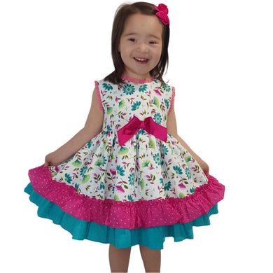 Ceyber Older Girls Hot pink Floral Dress