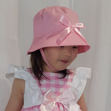 Pink Sunhat with Bow and Velcro Fastening