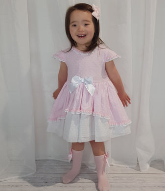 Ceyber Pink and White Dress 3Y-8Y