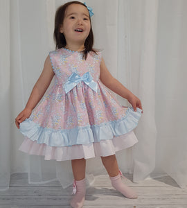 Ceyber Older Girls Pink and Blue Floral Dress