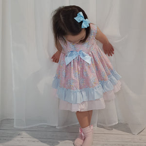 Ceyber Older Girls Pink and Blue Floral Dress