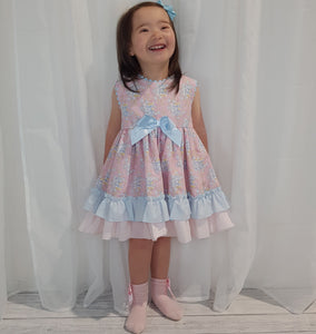 Ceyber Older Girls Pink and Blue Floral Dress