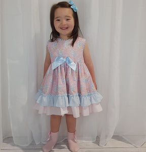 Ceyber Older Girls Pink and Blue Floral Dress