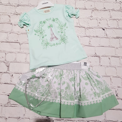 Neon Kids Mint Eiffel Tower Skirt Set