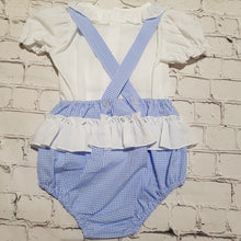 Load image into Gallery viewer, Ceyber Baby Girls Blue Check Romper Set