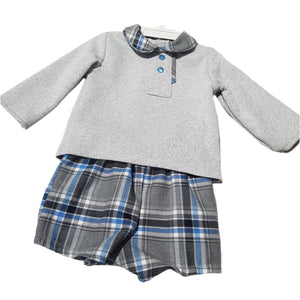 Baby Ferr Grey Jumper Check Short Set