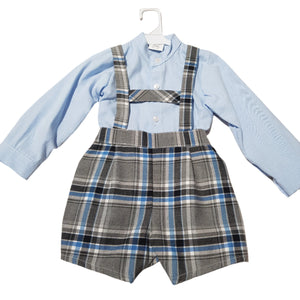 Baby Ferr Grey & Blue Check H-Bar Set