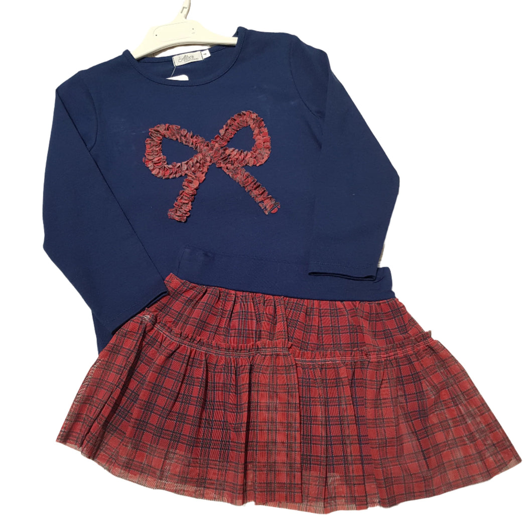 Navy & Red Bow Skirt Set