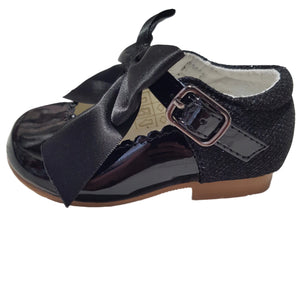 Girls Black Bow Patent Shoes