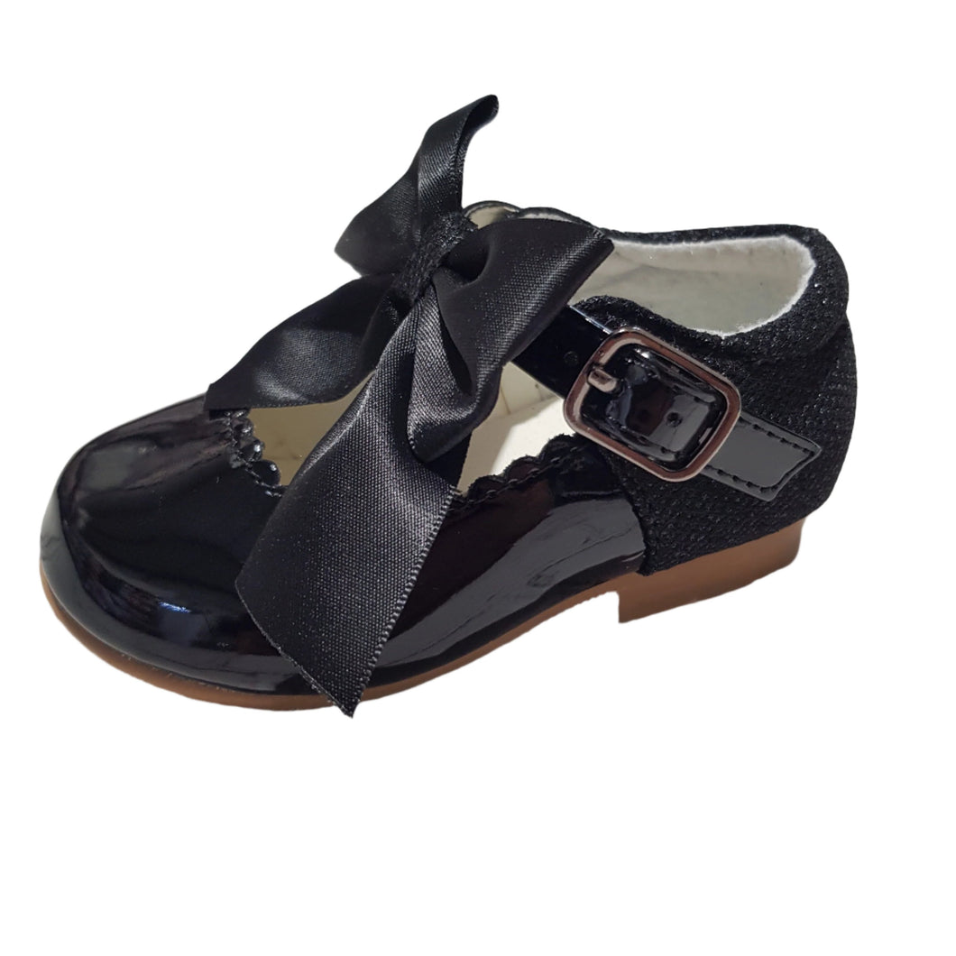 Girls Black Bow Patent Shoes