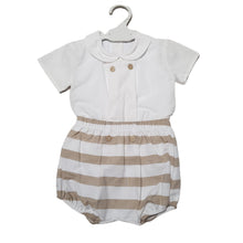 Load image into Gallery viewer, Rapife Baby Boys Tan and White Stripe Jam Set