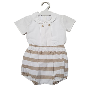 Rapife Baby Boys Tan and White Stripe Jam Set